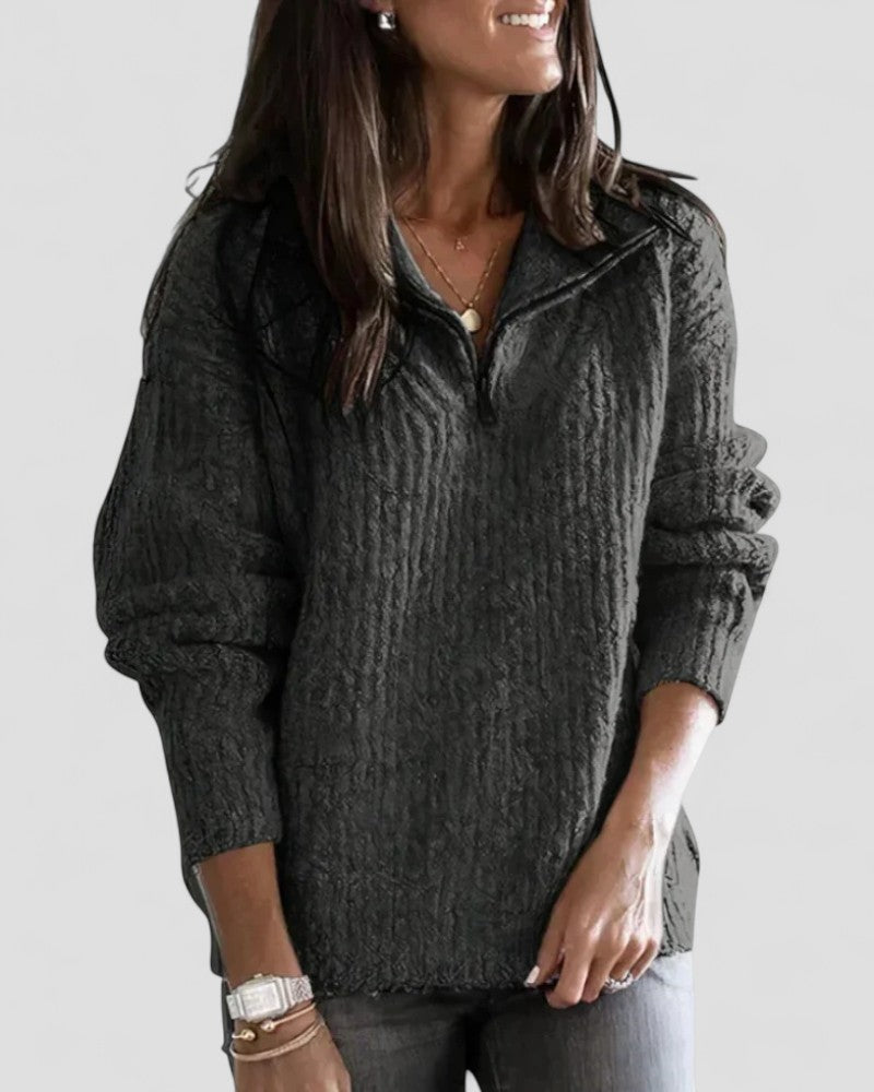 Women’s Cozy Zip Neck Knitted Sweater