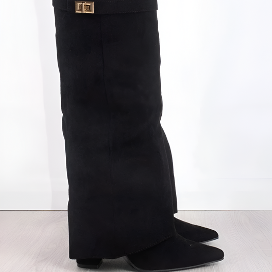 Ladies Tall Leather Buckle Boots - BritishElegance