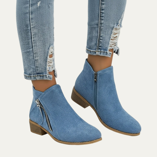 Women’s Stylish Ankle Boots with Twin Zippers