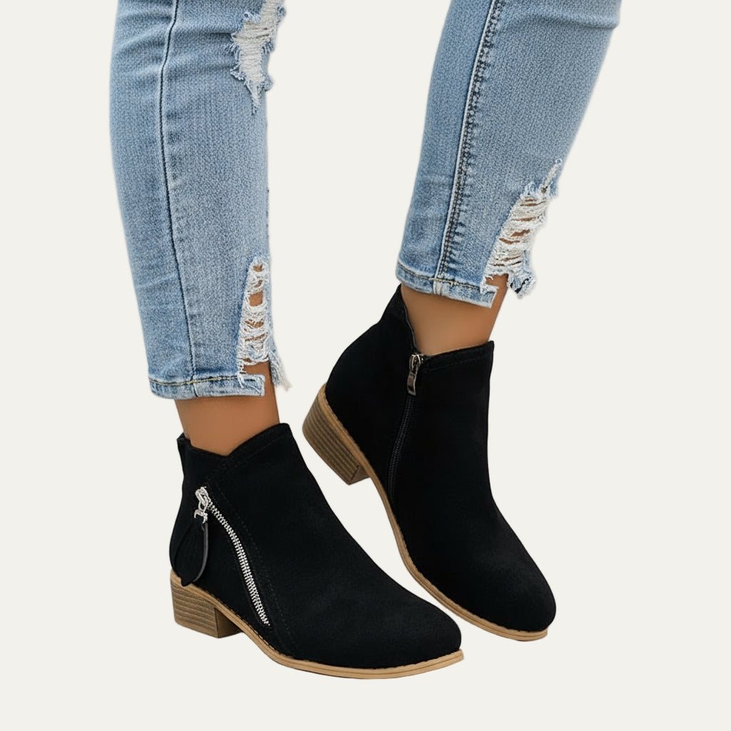 Women’s Stylish Ankle Boots with Twin Zippers