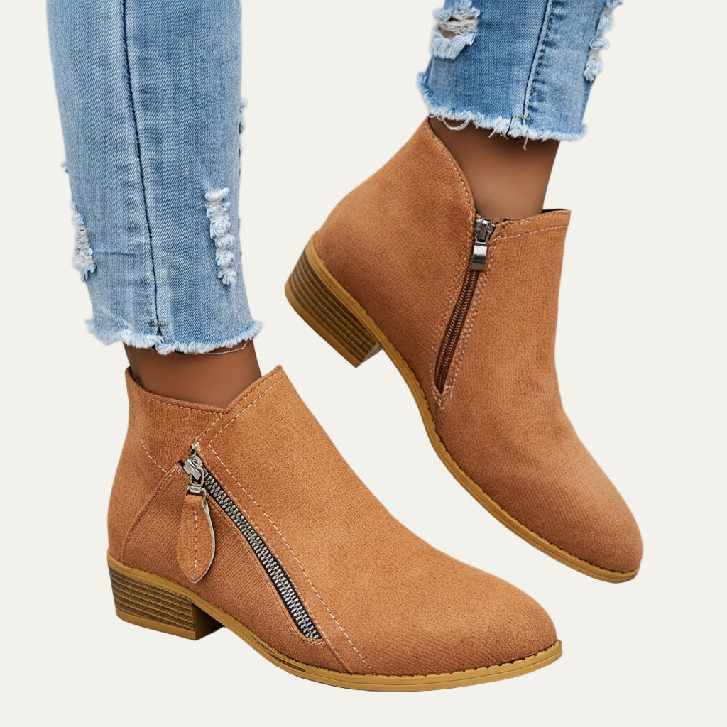 Women’s Stylish Ankle Boots with Twin Zippers