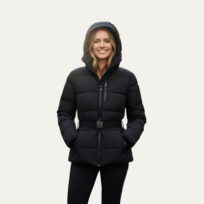 Women’s Metallic Belted Puffer Jacket