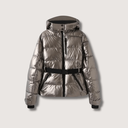 Women’s Metallic Belted Puffer Jacket