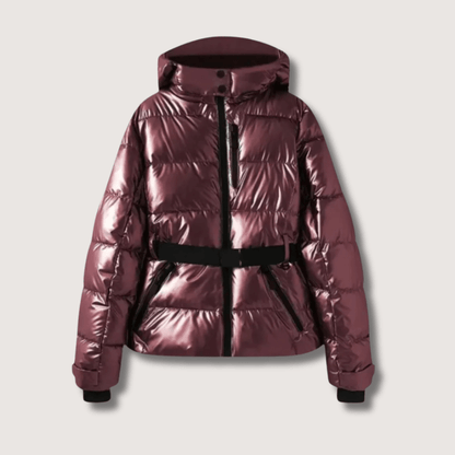 Women’s Metallic Belted Puffer Jacket