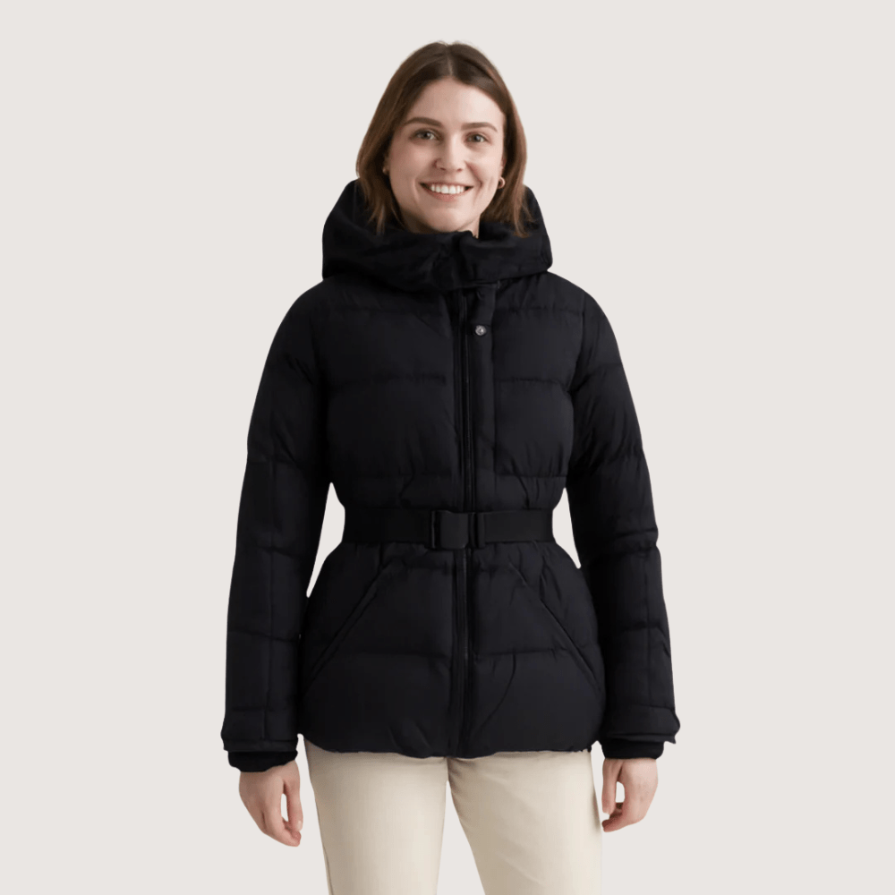 Women’s Metallic Belted Puffer Jacket