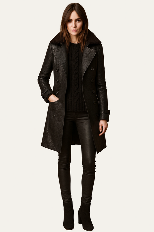 Women’s Double-Breasted Shearling Collar Coat