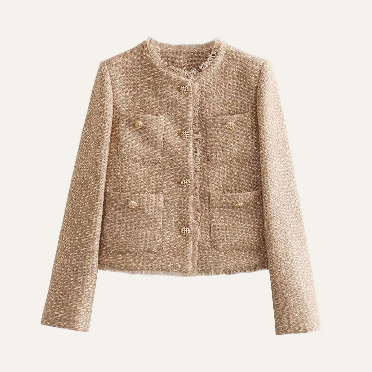Women’s Elegant Cropped Tweed Jacket