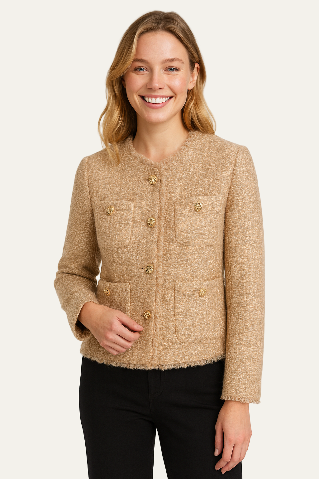 Women’s Elegant Cropped Tweed Jacket