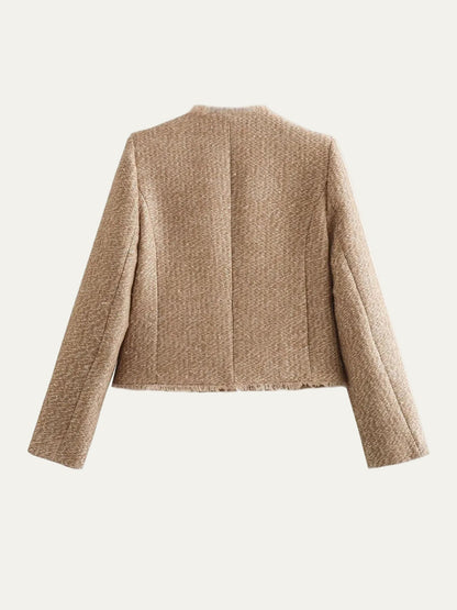 Women’s Elegant Cropped Tweed Jacket