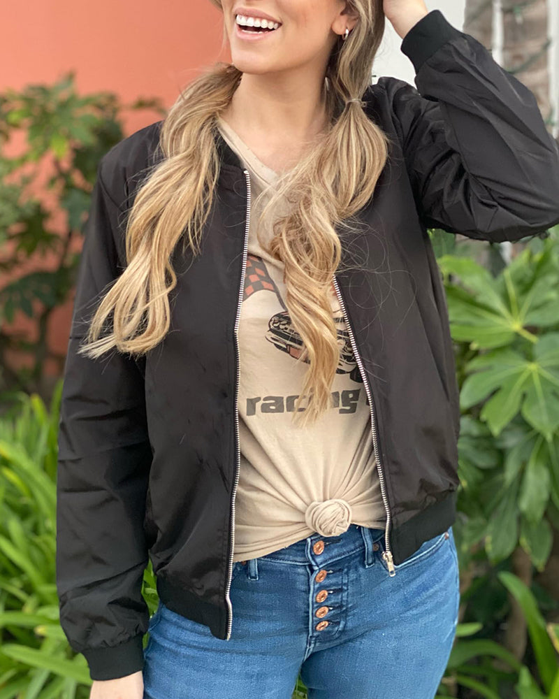 Jessica | Women's Bomber Autumn Jacket with Zip Front and Ribbed Trim