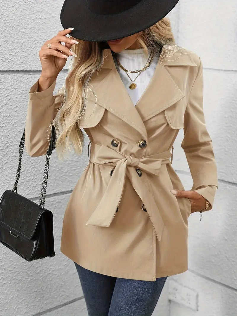 Ladies Classic Double Breasted Rain Coat - BritishElegance