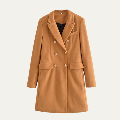 Women’s Gold-Button Double-Breasted Coat