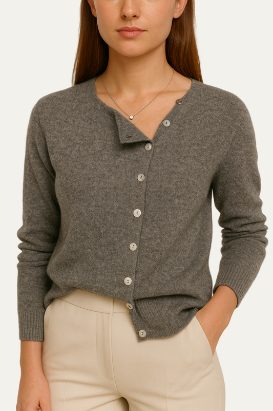 Women’s Asymmetrical Button Knit Cardigan