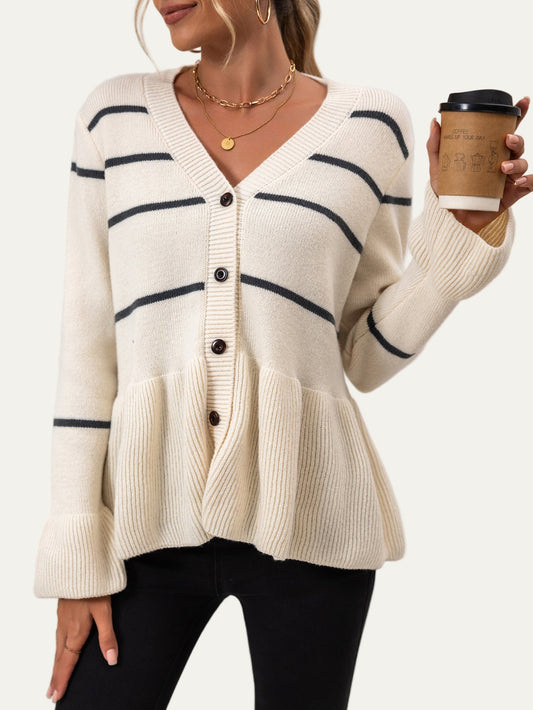 Women’s Striped Peplum Cardigan
