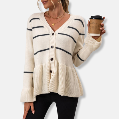 Women’s Striped Peplum Cardigan