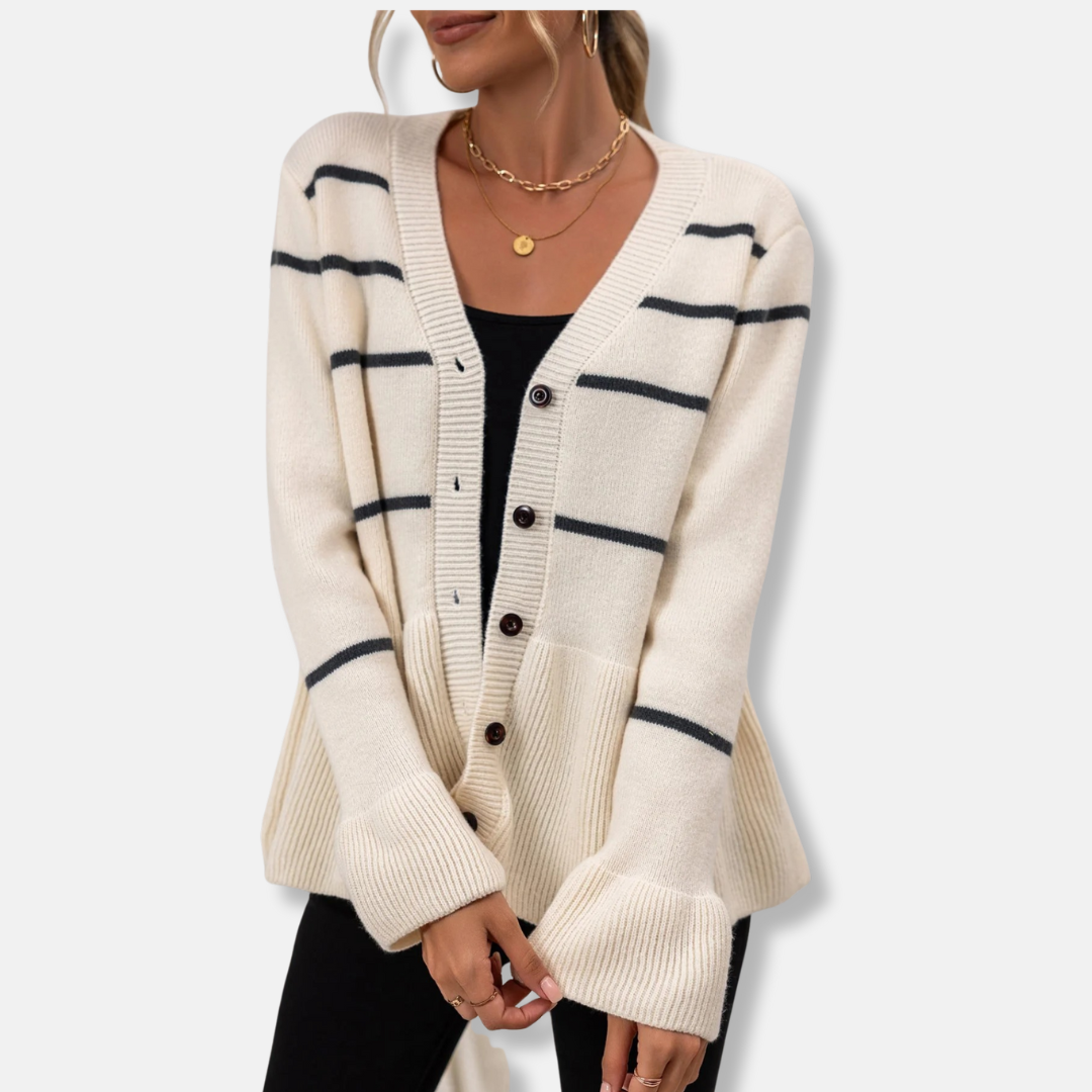 Women’s Striped Peplum Cardigan