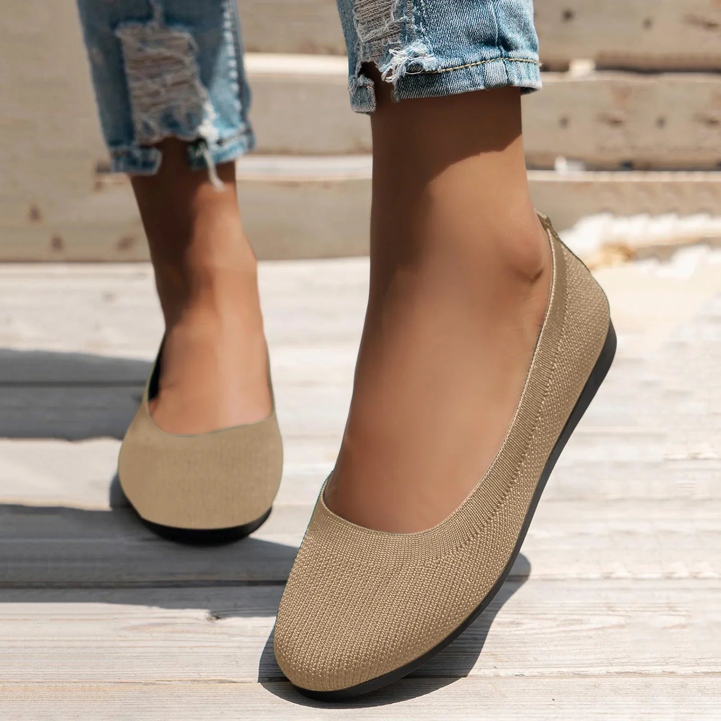 Women's Easy Slip On Flat Shoes - BritishElegance