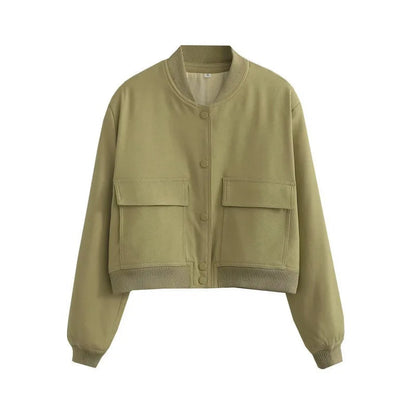 Kyle | Women's Casual Bomber Autumn Jacket with Front Buttons and Flap Pocket
