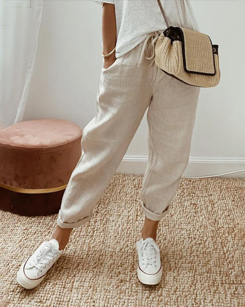 Ladies Elastic Waist Pants - BritishElegance