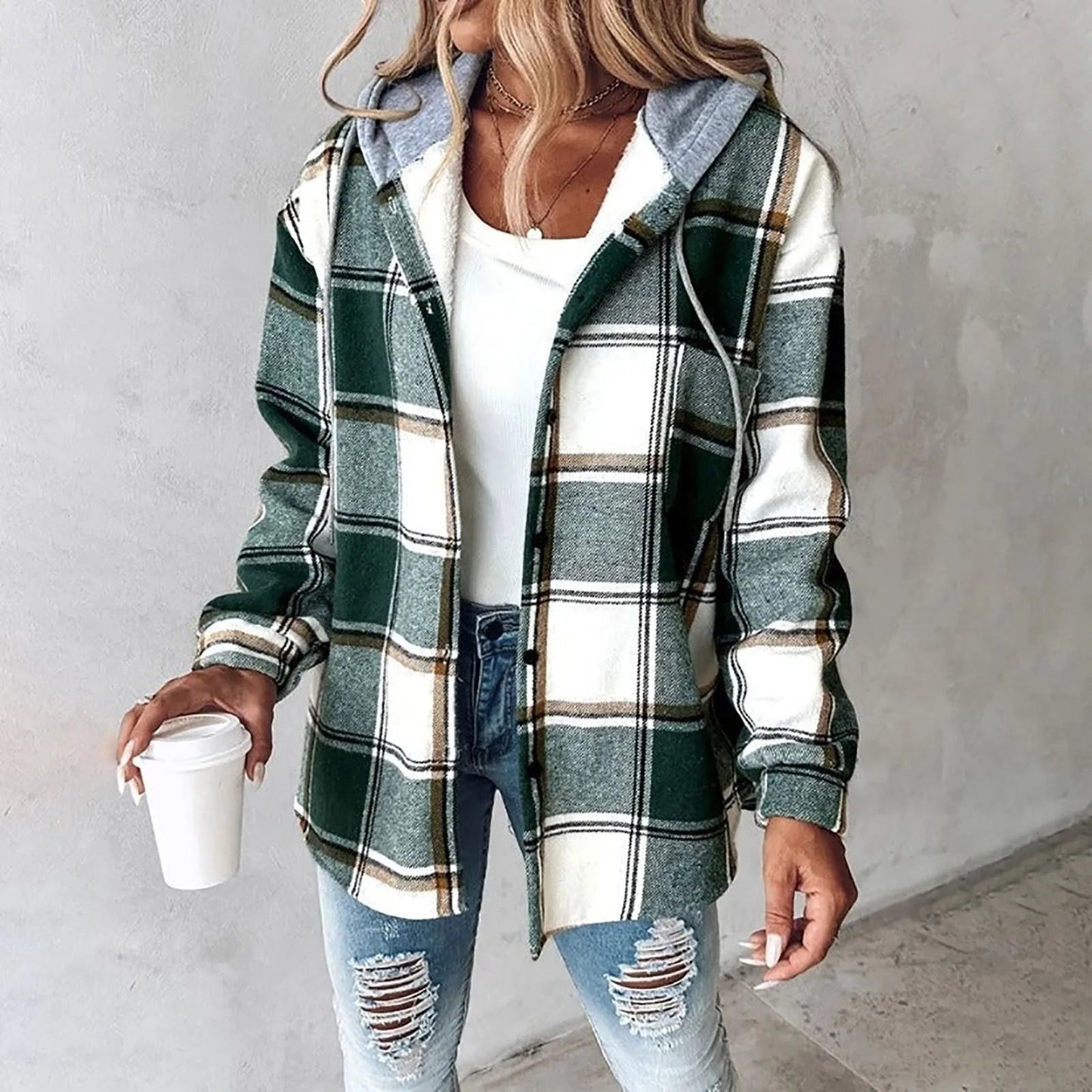 Ella | Women's Checked Hooded Jacket