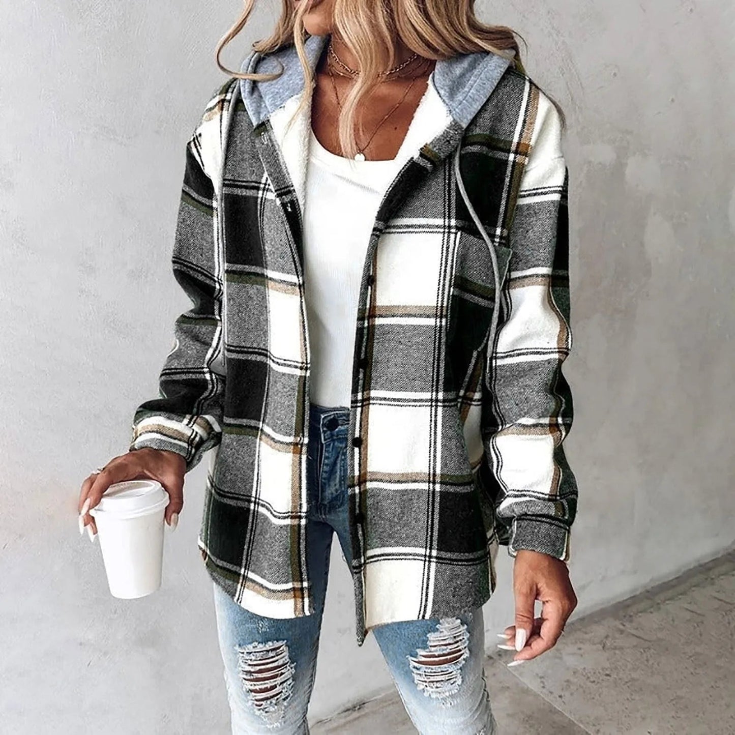 Ella | Women's Checked Hooded Jacket