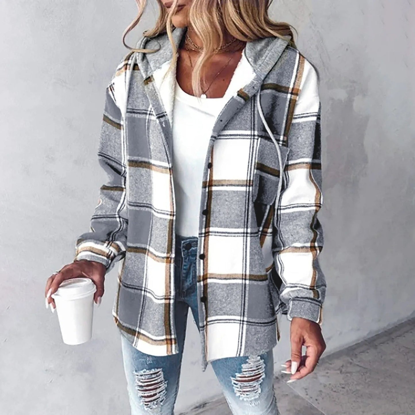 Ella | Women's Checked Hooded Jacket