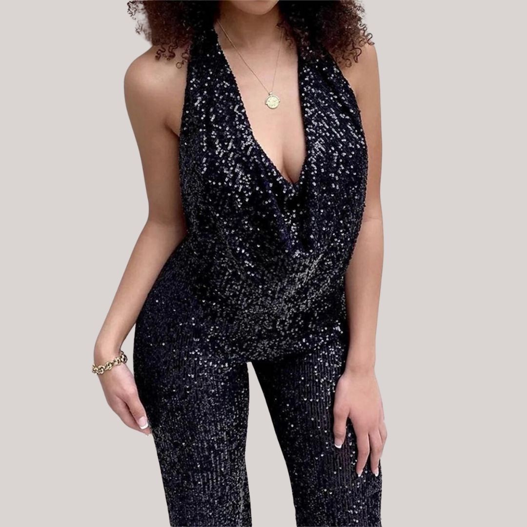 Ladies' V-Neck Jumpsuit Outfit