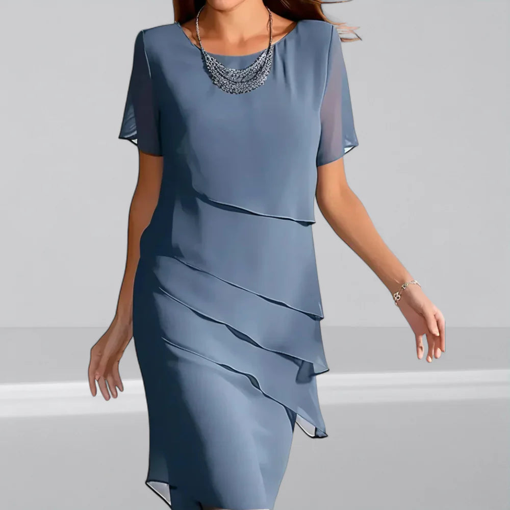 Ladies Flowy Layered Party Dress - BritishElegance