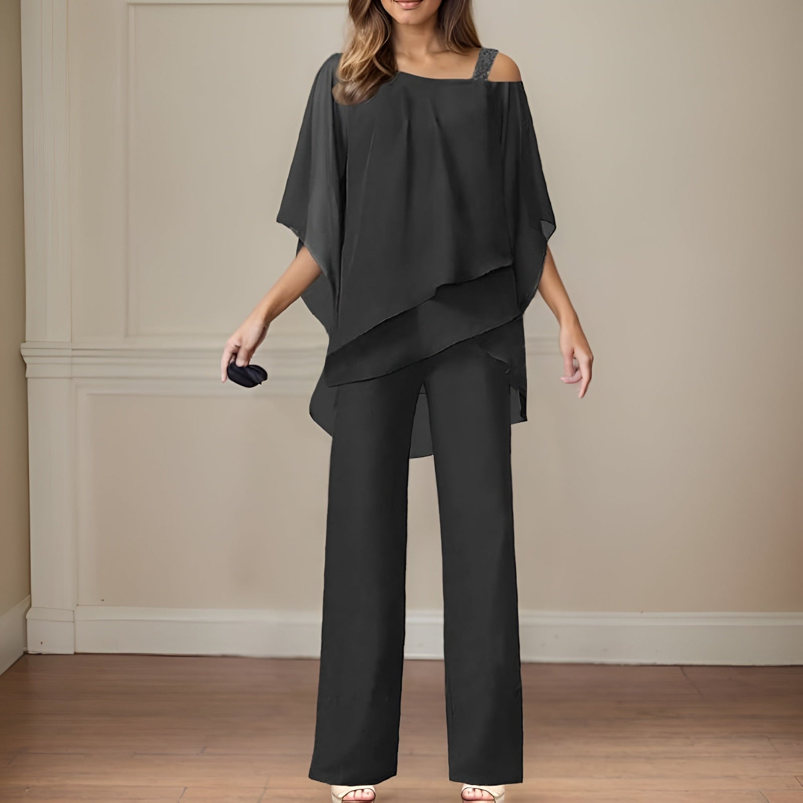 Ladies Flowy 2 Piece Evening Dress Outfit - BritishElegance