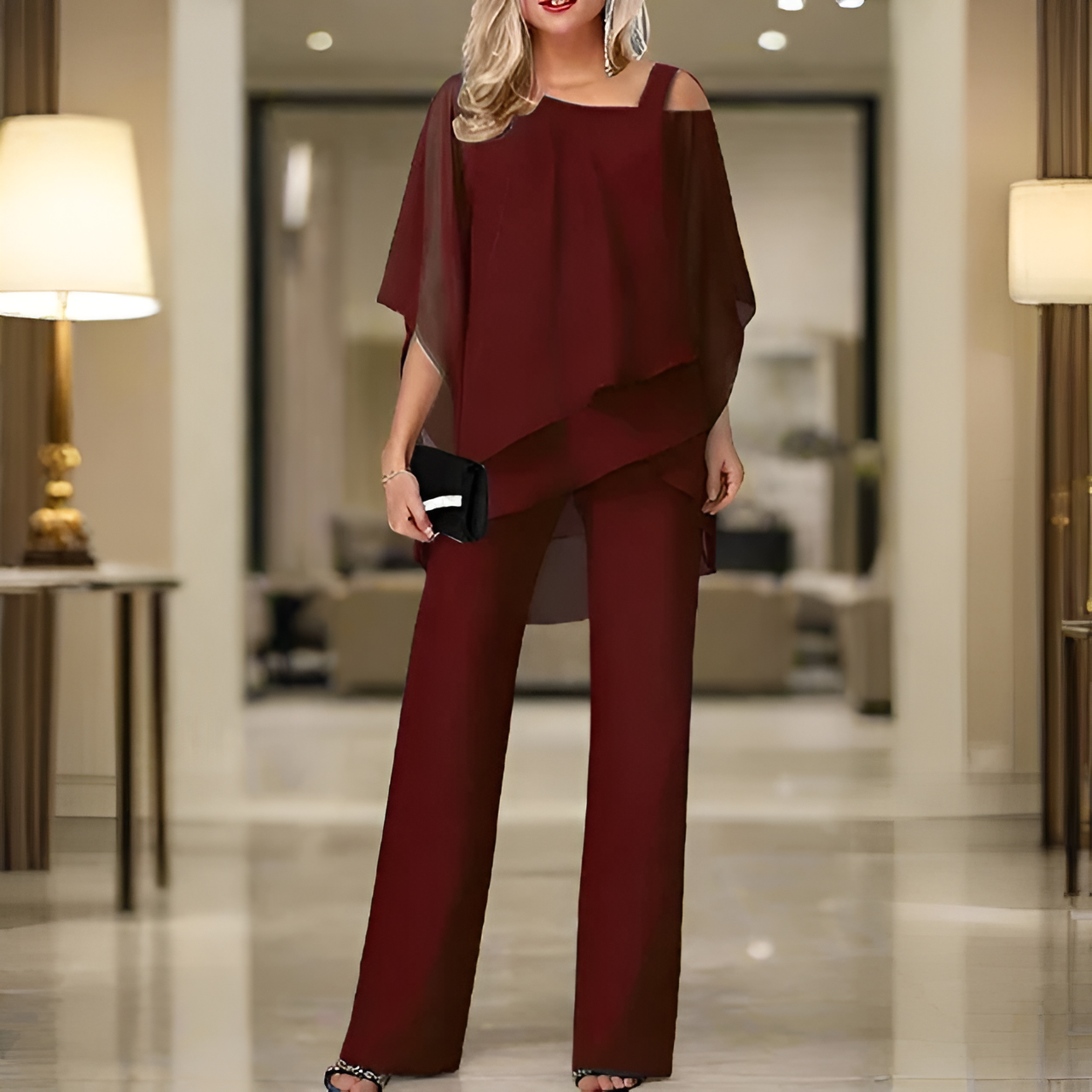 Ladies Flowy 2 Piece Evening Dress Outfit