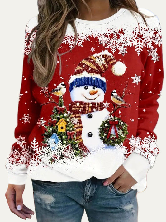 Women’s Snowman Knit Print Christmas Sweatshirt
