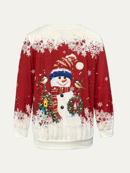 Women’s Snowman Knit Print Christmas Sweatshirt