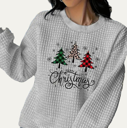 Women’s Quilted Christmas Tree Graphic Sweatshirt