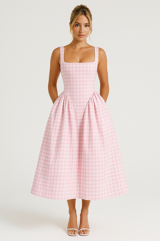 Classic Plaid Knee Length Dress - BritishElegance