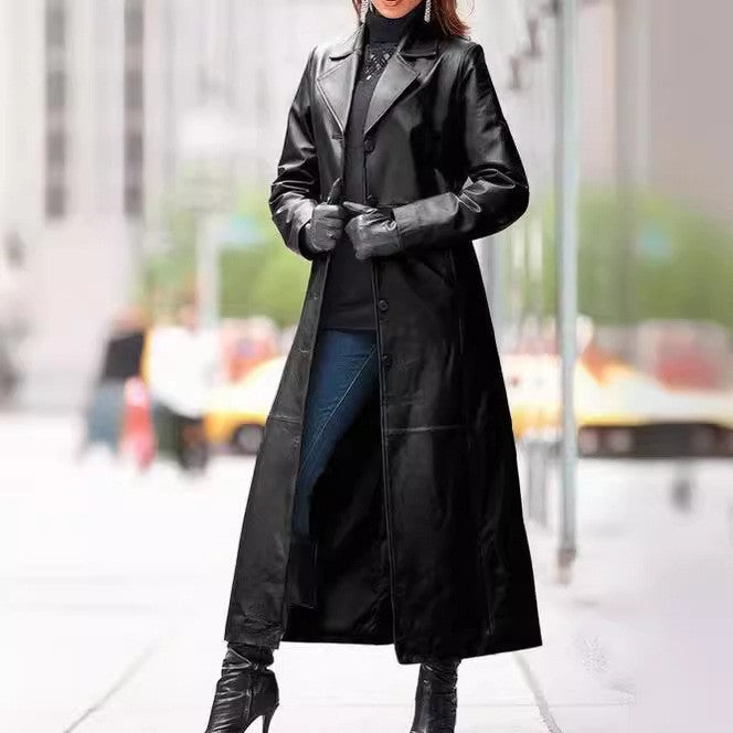 Kennedy | Women's Vegan Leather Coat with Stylish Buttons