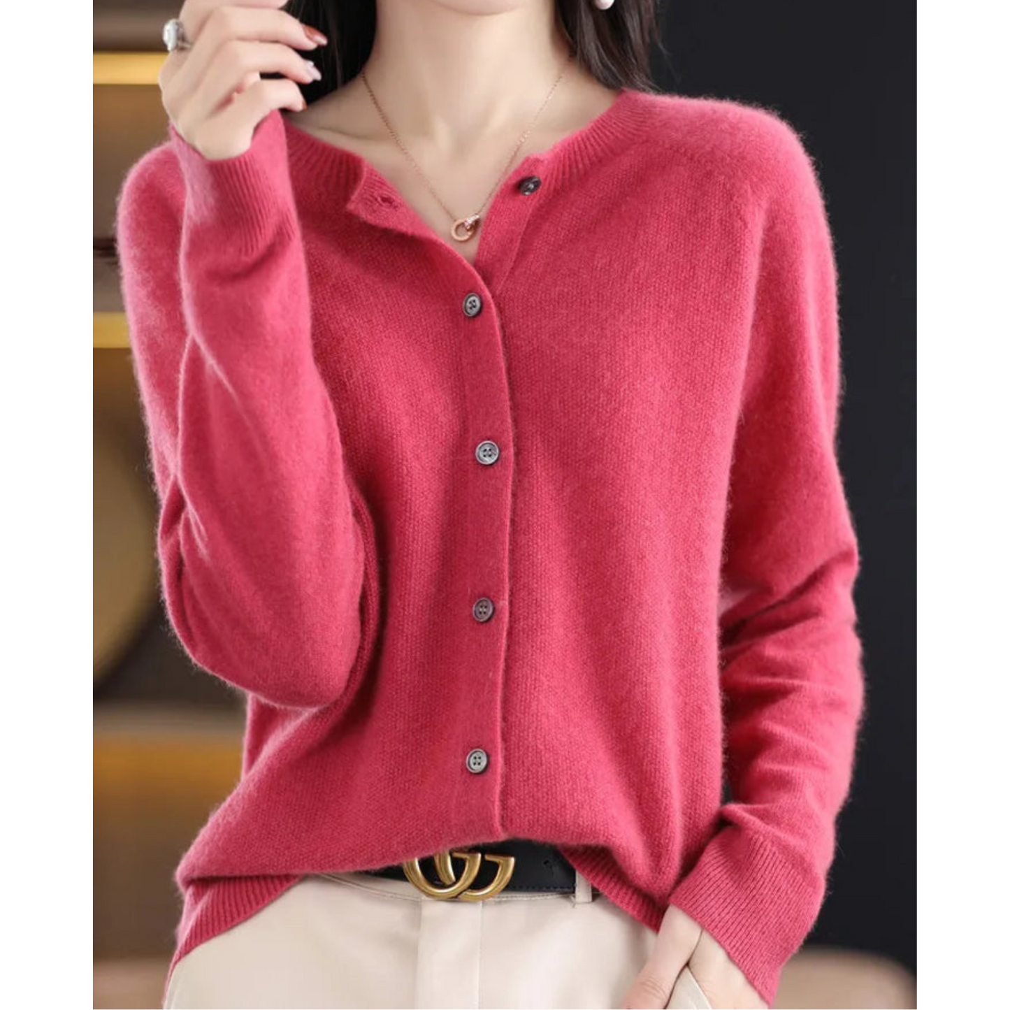 Ladies' Open Front Long Sleeve Cardigan Sweater - BritishElegance