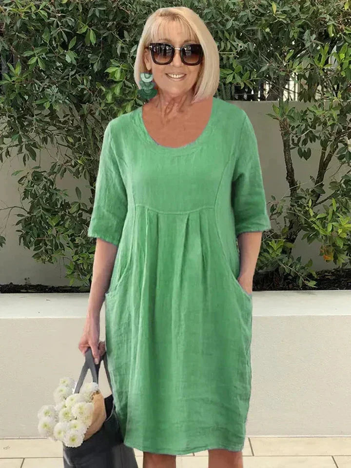 Ladies Casual Knee Length Half Sleeve Dress - BritishElegance