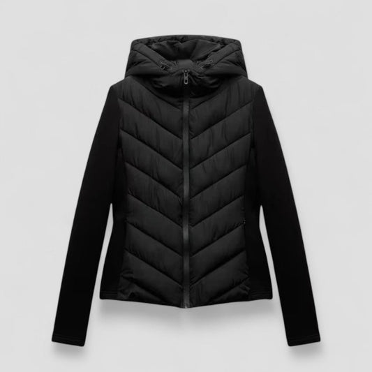 Women’s Cotton Blend Hooded Puffer Jacket with Long Sleeves
