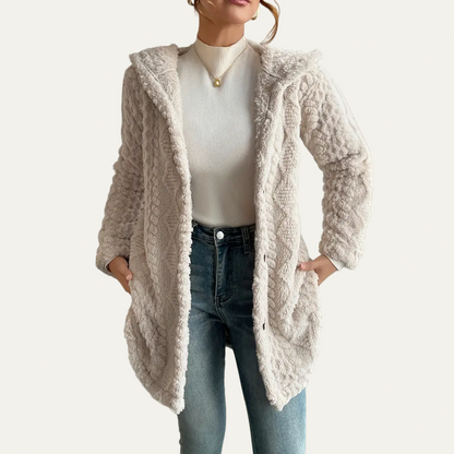 Women’s Hooded Plush Teddy Fleece Jacket