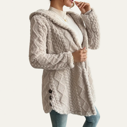 Women’s Hooded Plush Teddy Fleece Jacket