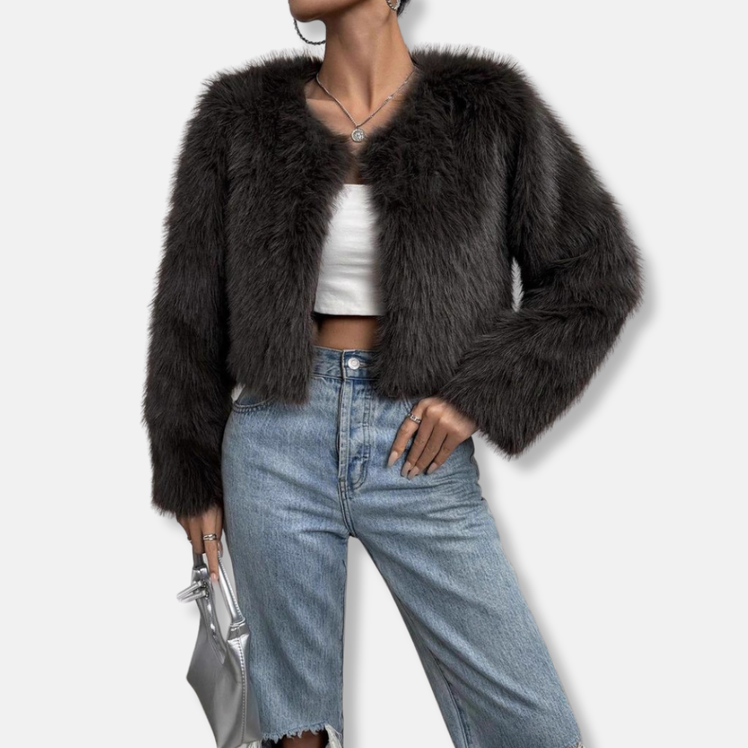 Women’s Shaggy Cropped Faux Fur Jacket