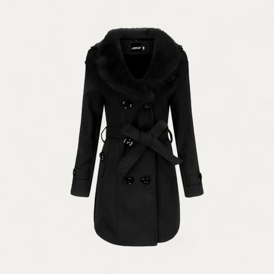 Women’s Faux Fur Collar Trench Coat