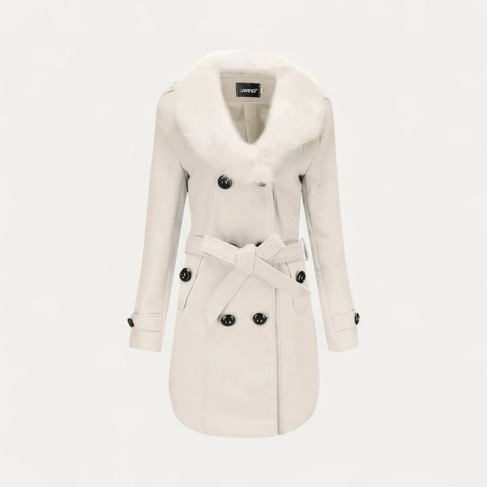Women’s Faux Fur Collar Trench Coat