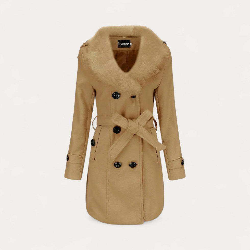 Women’s Faux Fur Collar Trench Coat