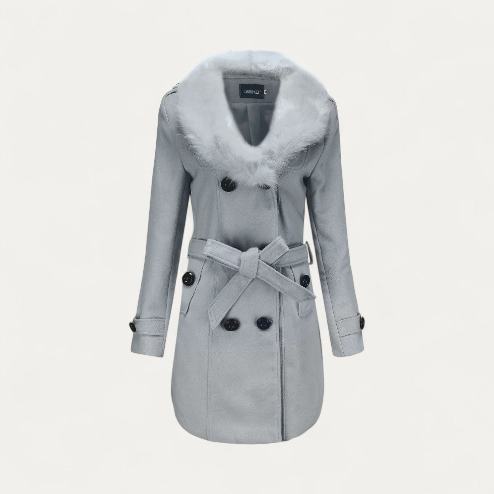 Women’s Faux Fur Collar Trench Coat