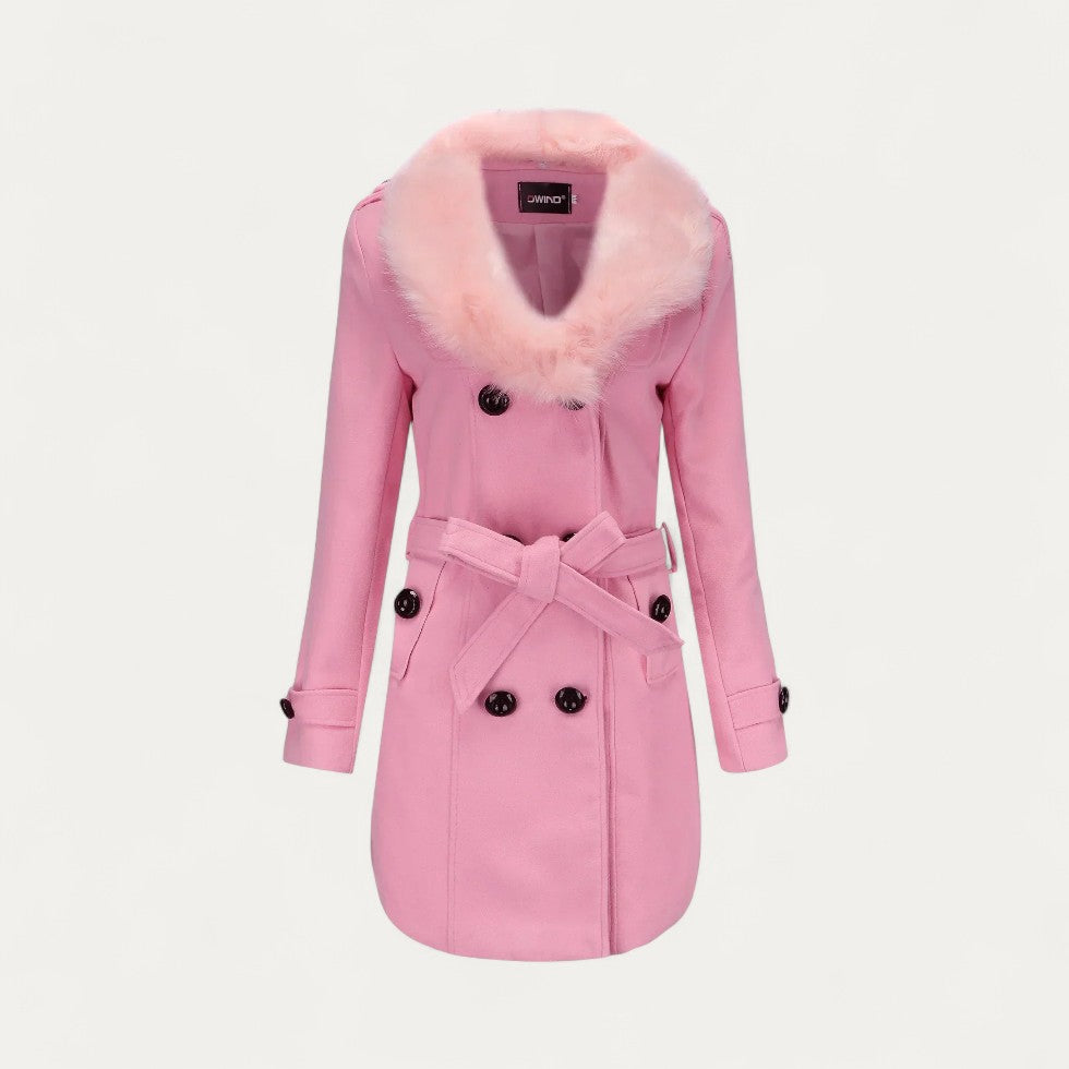 Women’s Faux Fur Collar Trench Coat