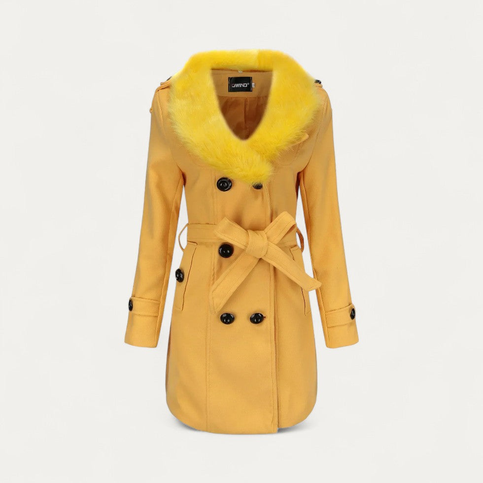Women’s Faux Fur Collar Trench Coat