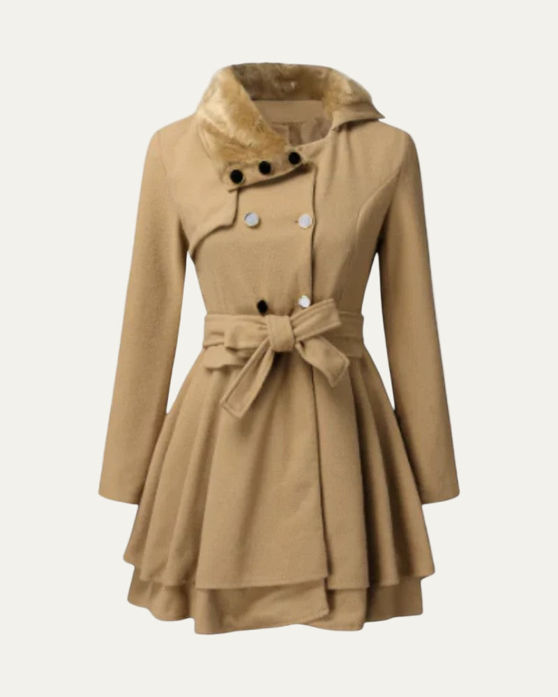Women’s Elegant Flared Faux Fur Coat