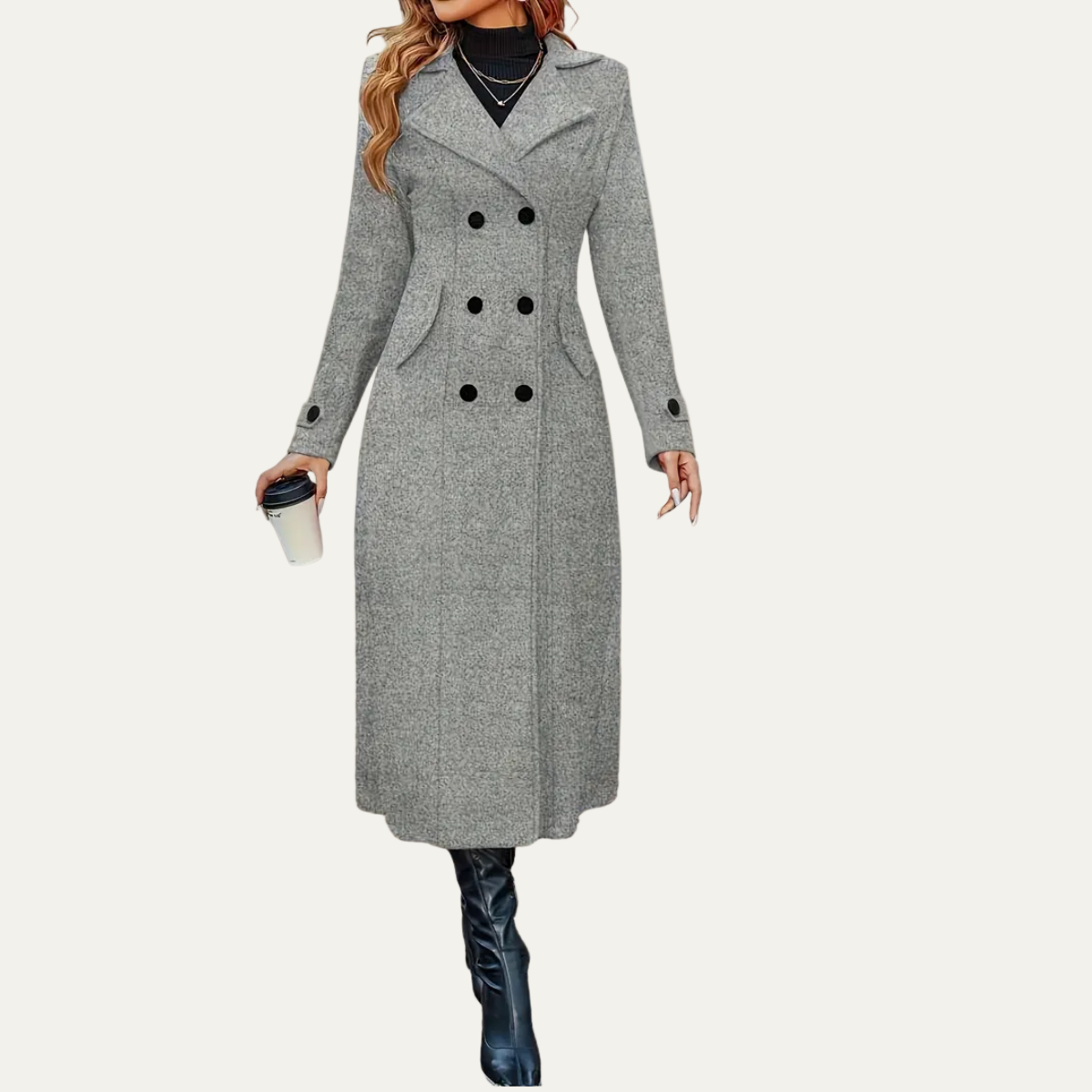 Women’s Elegant Long Double-Breasted Coat