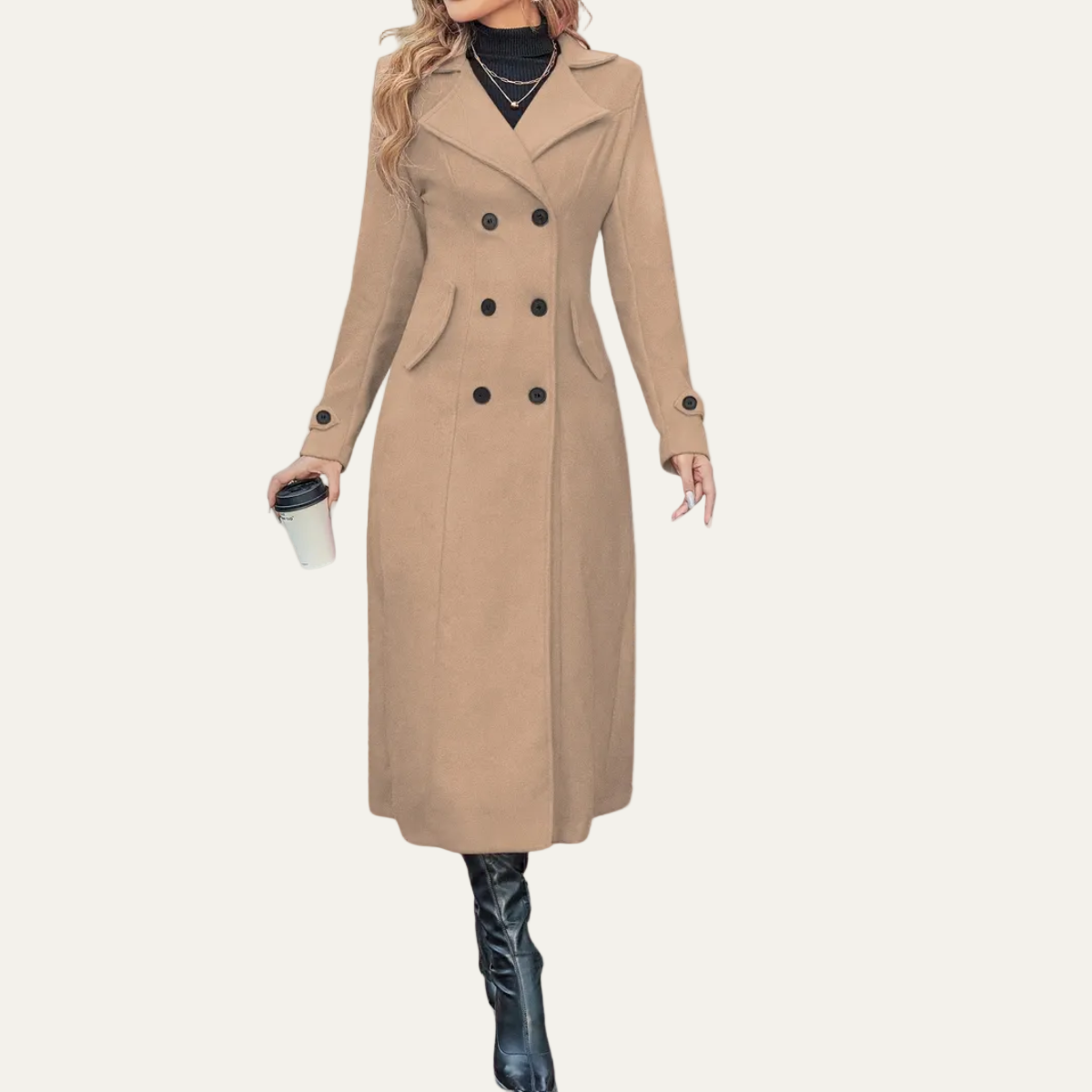 Women’s Elegant Long Double-Breasted Coat